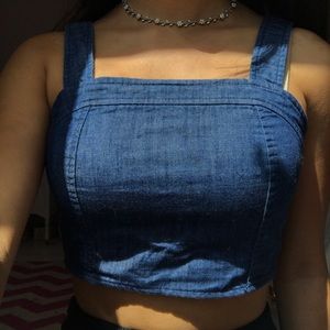 blue jean crop top